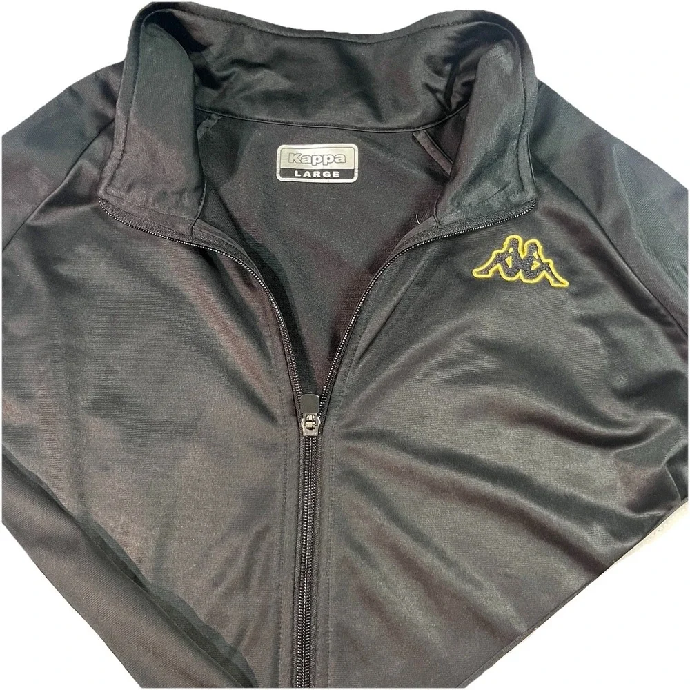 Kappa Track Jacket Mens Large Black‎ Gold Full Zip Soccer Italian Y2K Logo Read